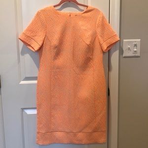 Neon coral shift dress